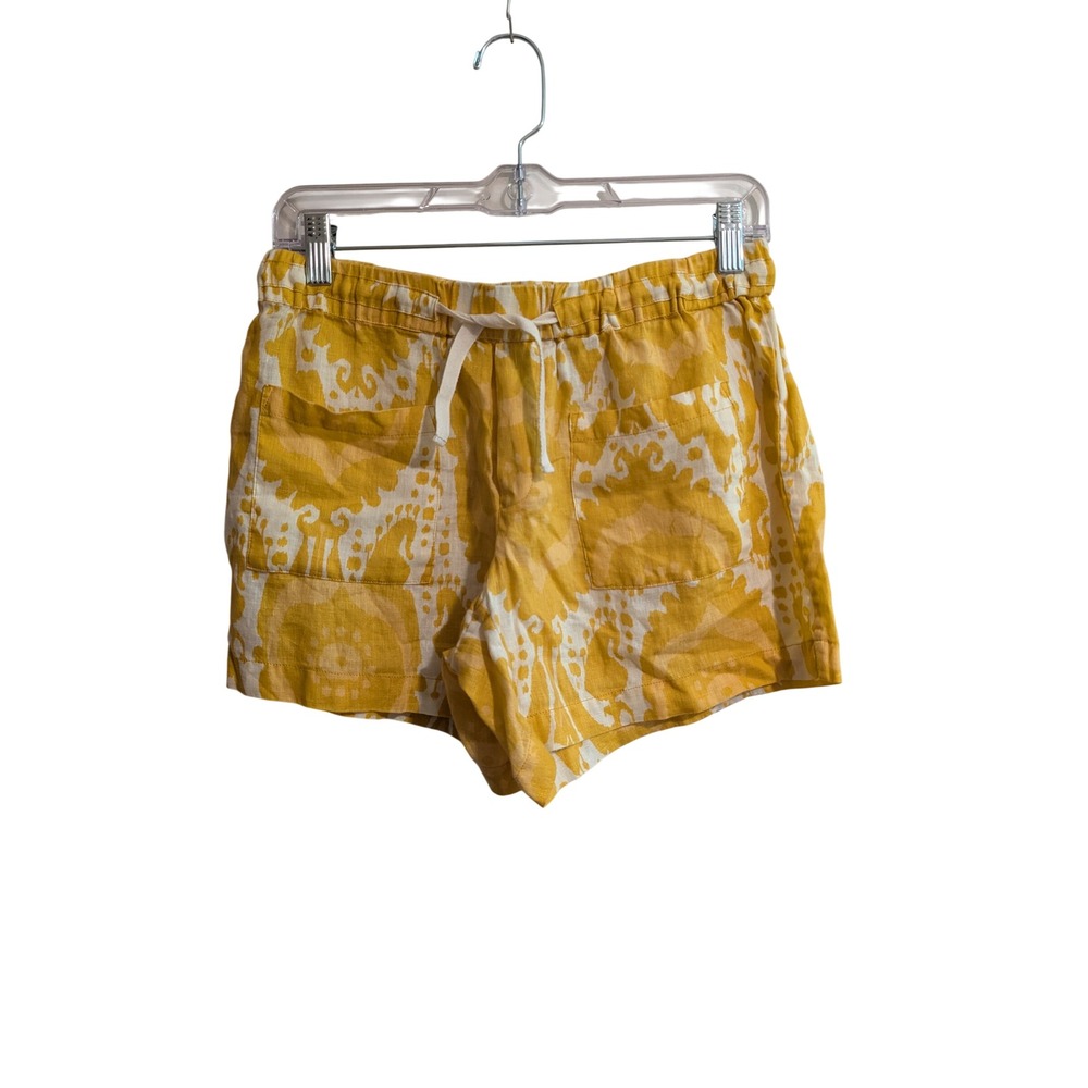 Ivy Jane Shorts Womens XS Yellow Ikat Linen Drawstring Pockets 450020